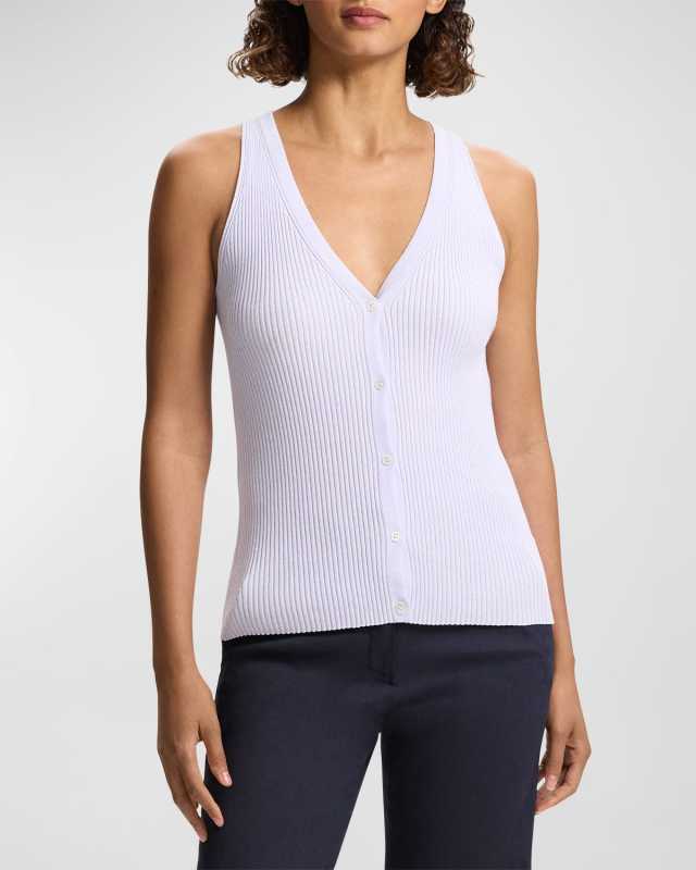 Slim Rib Button-Front Vest